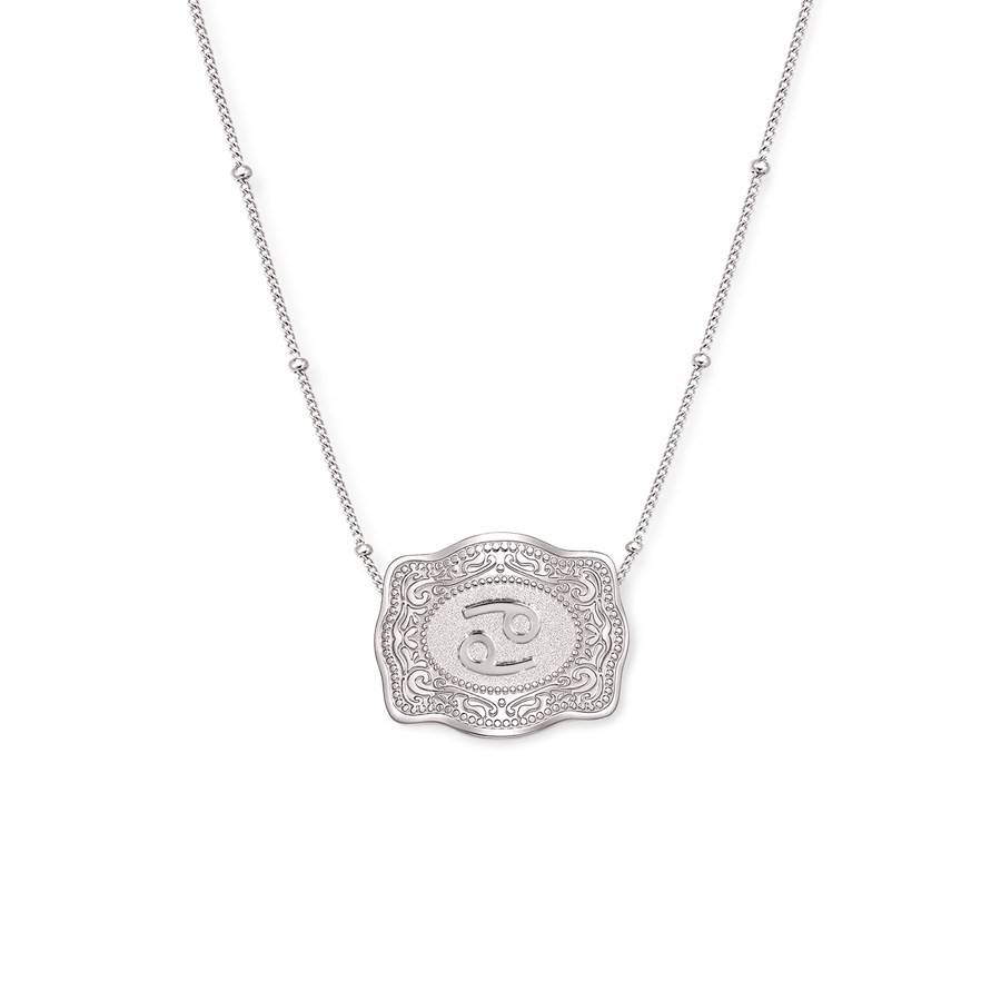 Unisex 925 Sterling Silver Zodiac Mini Belt Buckle Necklace