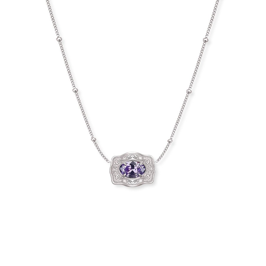 Customized Birthstone 925 Sterling Silver Mini Belt Buckle Necklace with Beaded Chain