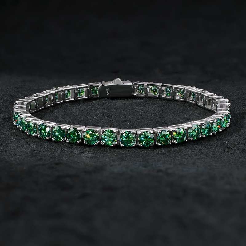 5mm 925S & VVS Moissanite Emerald Tennis Bracelet