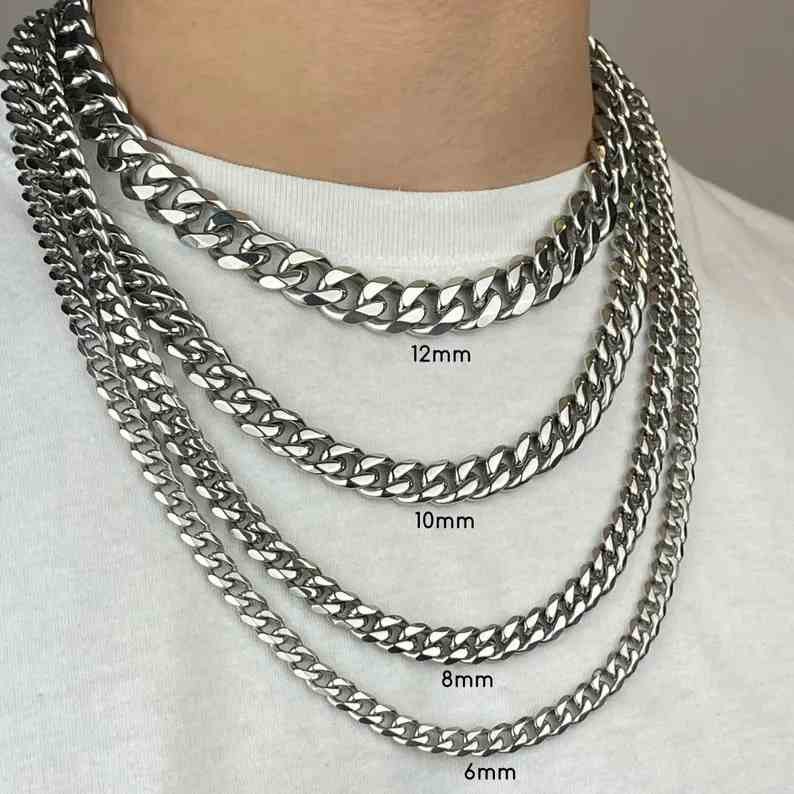 High Polished Cuban Link Stainless Steel Necklace for Men