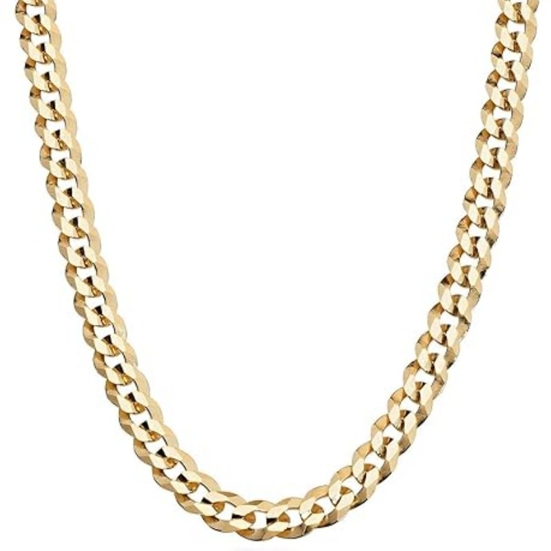 18K Gold Over 925 Sterling Silver 5mm Cuban Link Curb Chain Necklace for Women Men