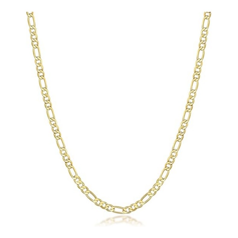 14K Gold 3.2mm Wide Figora Chain Neutral Design Necklace 