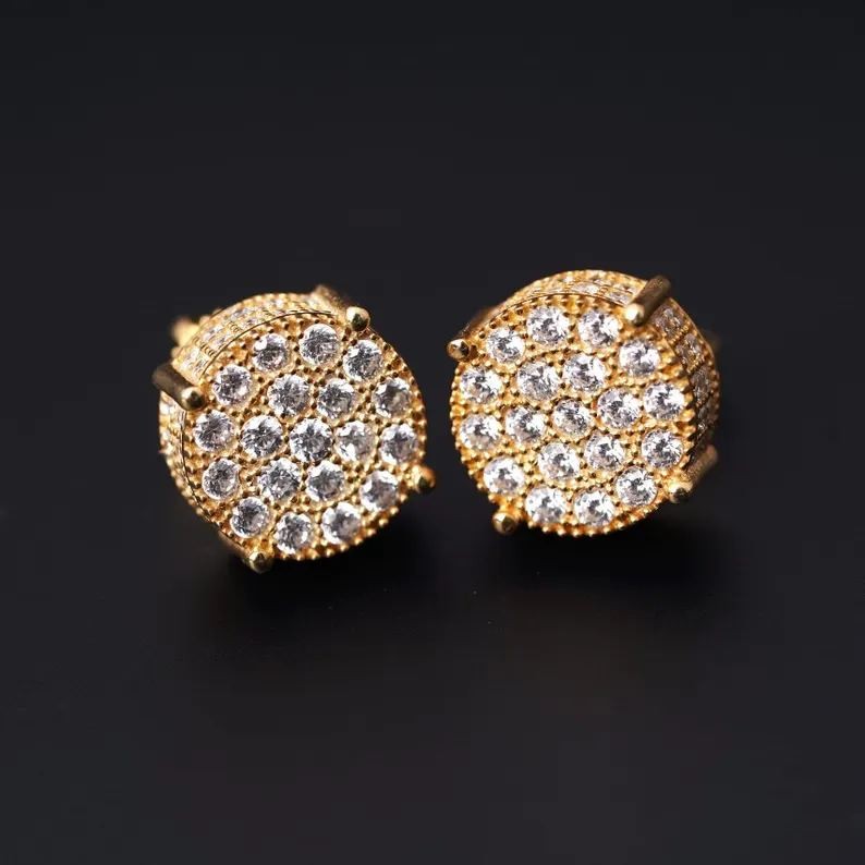 Unisex Yellow Gold Moissanite Stud Earrings
