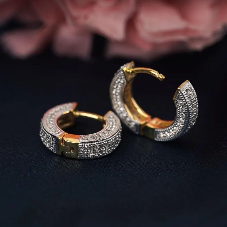 Huggie Hoop Diamond Moissanite Clip On Gold Earrings For Men's