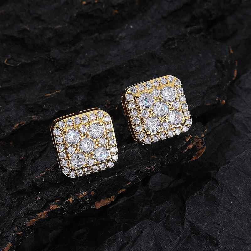 925S & Moissanite Square Full Iced Halo Earrings