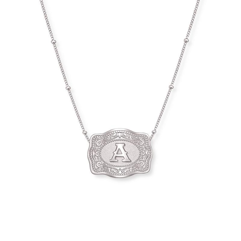 Unisex Initial 925 Sterling Silver Mini Belt Buckle Necklace