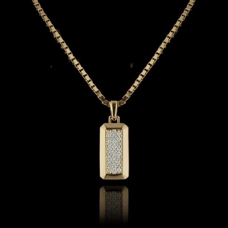 Diamond Rectangular Dog Tag Pendant
