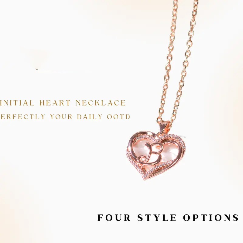 Elegant Heart Shape Initial Letter Pendant Personalized Jewelry Gift Necklace