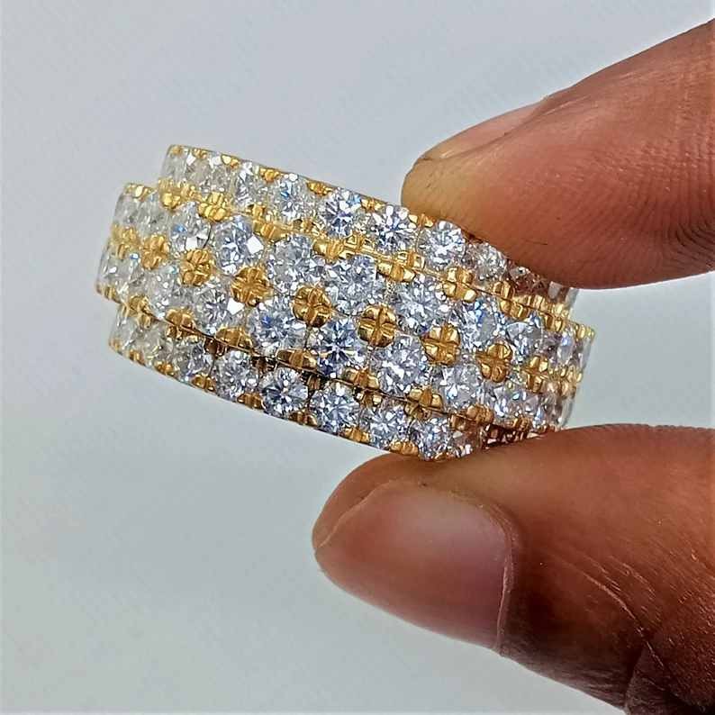 3.50 CTW Round Cut Moissanite Men's Band Ring