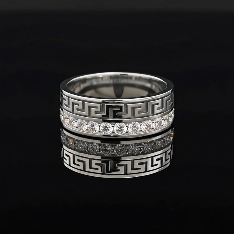 Moissanite Meander Band Ring in S925 Silver
