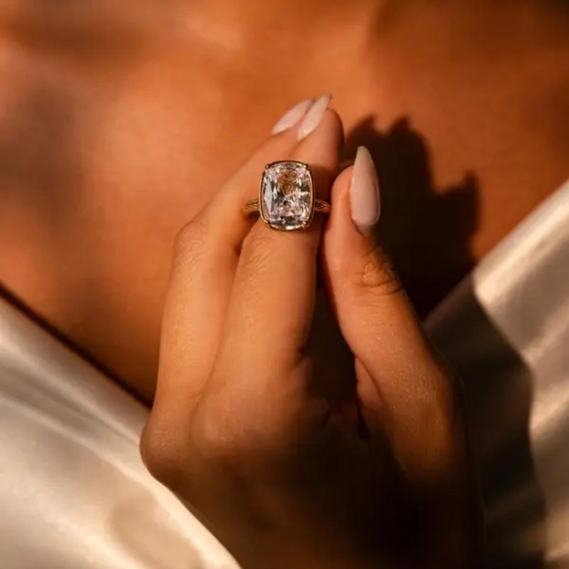 Taylor's 925 Sterling Silver Elongated Cushion Cut Cocktail Ring