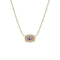 Yellow Gold Customized Birthstone 925 Sterling Silver Mini Belt Buckle Necklace with Beaded Chain