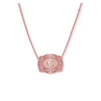 Unisex Initial Rose Gold 925 Sterling Silver Mini Belt Buckle Necklace