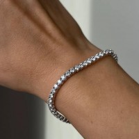 3MM 6CT Round Cut Created Moissanite 925 Sterling Silver Tennis Bracelet