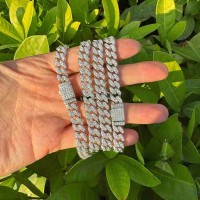 925 Sterling Silver MOISSANITE Cuban Link Bracelet Chain Necklace