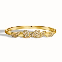 Luxury Yellow Gold Bow Women's Bangle Bracelet