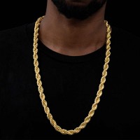 10mm 18K Gold Finish Rope Chain