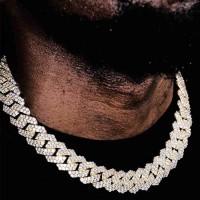19mm 2-Row Iced Prong Cuban Chain in 18k Gold