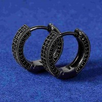 Iced Hoop Earring In Black