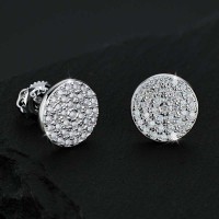 925S & VVS Moissanite Round Stud Earrings
