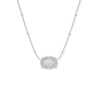 Unisex Ultra Mini Initial S925 Silver Belt Buckle Necklace with Beaded Chain
