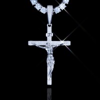  925S & VVS MOISSANITE CRUCIFIX NECKLACE With 3MM Rope Chain