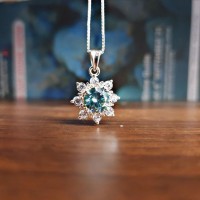 Moissanite 2ct Necklace-Blue Green Stone Necklace Gift For Her 