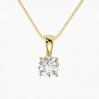 2 ct VVS1 Moissanite Round Solitaire 14K Yellow Gold Pendant