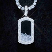 925S & VVS Moissanite Dog Tag Necklace With 3MM Rope Chain