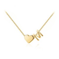 925 Sterling Silver Initial Necklaces Golden Heart Letter A-Z Necklace Dainty Heart Name Necklace For Her