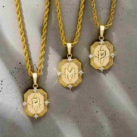 Iced Gold A-Z Initial Letter Pendant