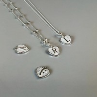 Dainty Heart Monogram Initial Sterling Silver Pendant