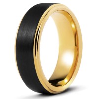 Black Tungsten 18K Gold Men's Ring