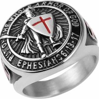 Red Cross Design Men's Stainless Steel Ring