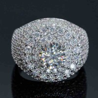 925S & VVS Moissanite Round Cut Hip Hop Ring