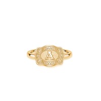 Unisex Mini Initial Yellow Gold S925 Silver Belt Buckle Ring Personalized Gifts