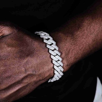 14mm Prong Cuban Bracelet White Gold