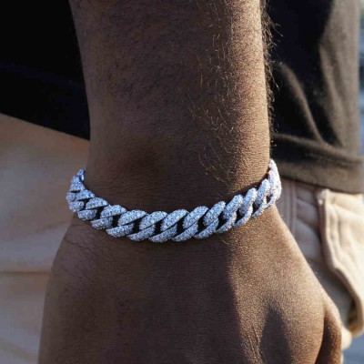 Cuban Link Bracelet (10mm) In White Gold