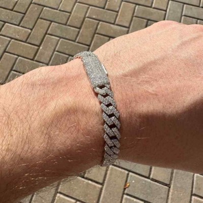 Moissanite VVS 8mm 925 Sterling Silver Cuban Link Bracelet