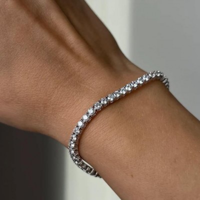 3MM 6CT Round Cut Created Moissanite 925 Sterling Silver Tennis Bracelet