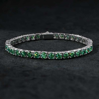 5mm 925S & VVS Moissanite Emerald Tennis Bracelet