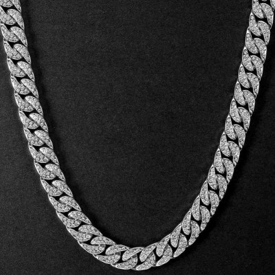18K White Gold 13mm Cuban Chain