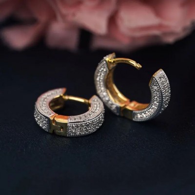 Huggie Hoop Diamond Moissanite Clip On Gold Earrings For Men's