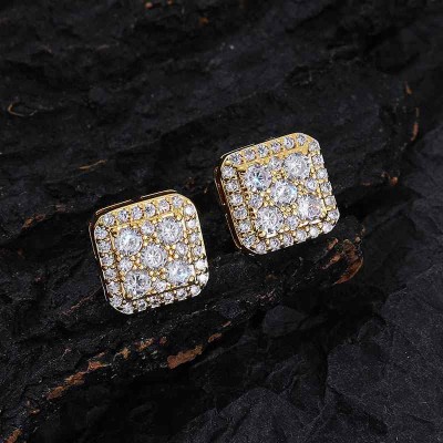 925S & Moissanite Square Full Iced Halo Earrings