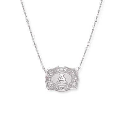 Unisex Initial 925 Sterling Silver Mini Belt Buckle Necklace