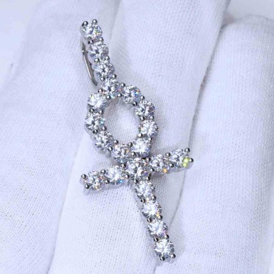 4.81CT VVS MOISSANITE 3MM ROPE CHAIN ANKH NECKLACE