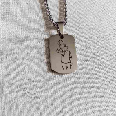Line Drawing from Photo for Father's Day Necklace