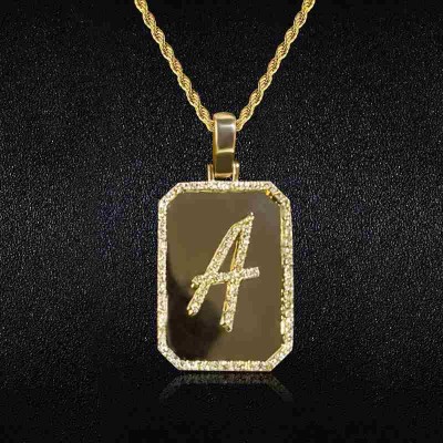 925S & VVS Moissanite A-Z Initial Letter Pendant in Gold