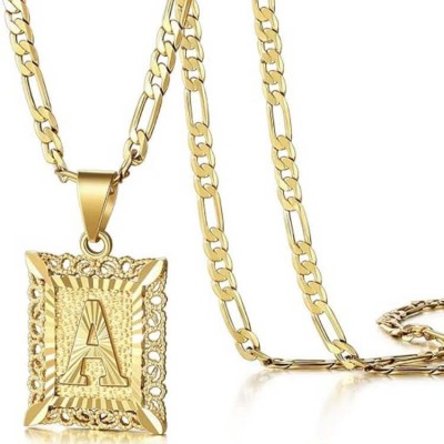 925 Sterling Silver A-Z Initial Letter Pendant in Gold for Men Women