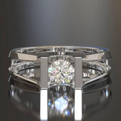 1CT Round Cut Moissanite Men's Ring